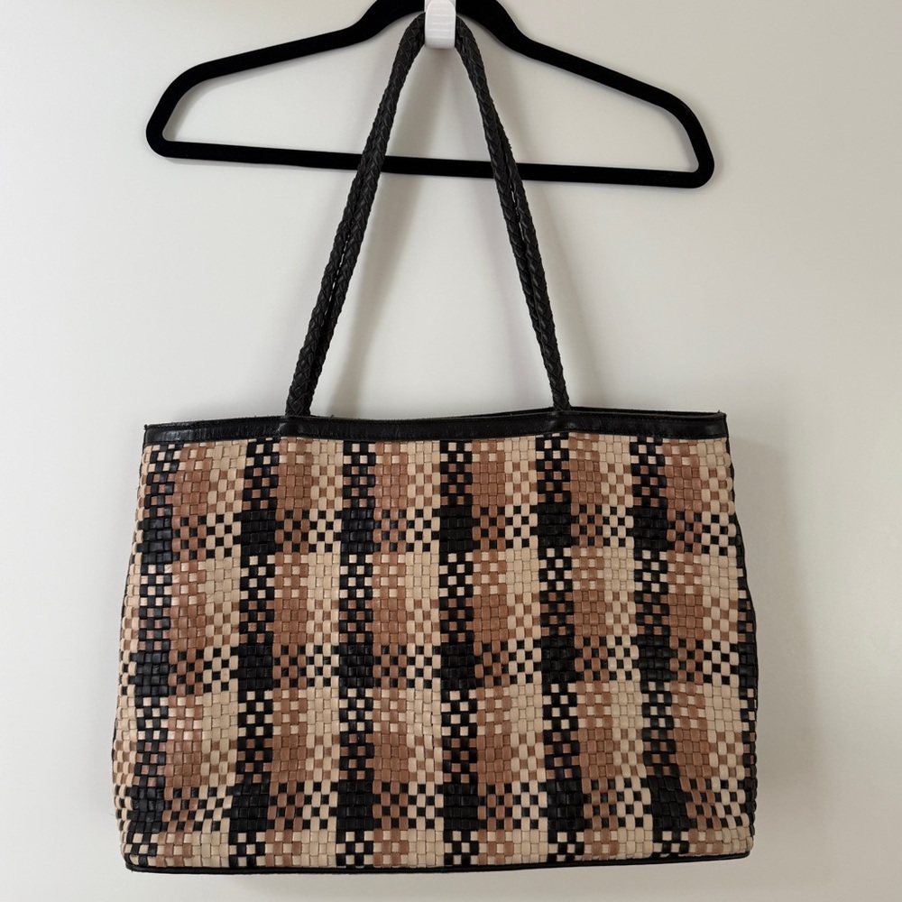 BEMBIEN Gabrielle Woven Leather Tote - multi-check